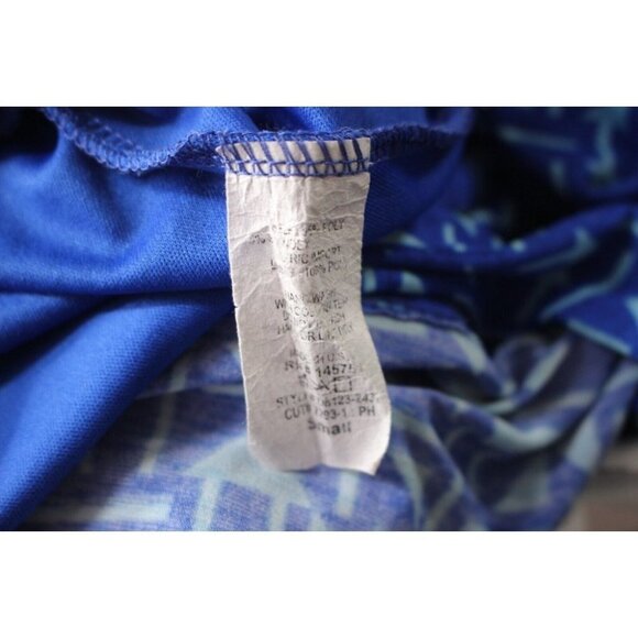 41 Hawthorn Blue Matte Jersey Knit 3/4 Sleeve Belted Faux Wrap Dress Size S - Picture 6 of 6